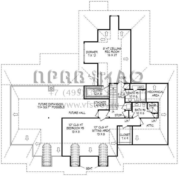 Проект двухэтажного дома с гаражом на три и более машин в стиле Ранчо S5-506 (940-00107)