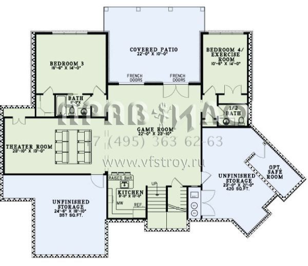 Проект одноэтажного дома с гаражом на три и более машин в стиле Ранчо S5-396 (110-01031)