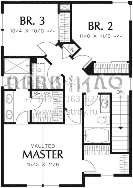 Проект двухэтажного дома с гаражом на две машины в американском стиле S5-152 (2559-00750)