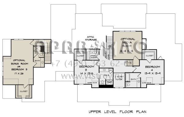 Проект двухэтажного дома с гаражом на три и более машин в стиле Ранчо S5-304 (6082-00169)