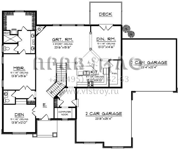 Проект двухэтажного дома с гаражом на три и более машин в американском стиле S5-339 (1020-00078)