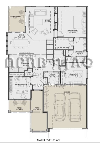 Проект одноэтажного дома с гаражом на две машины в американском стиле S5-168 (425-00011)