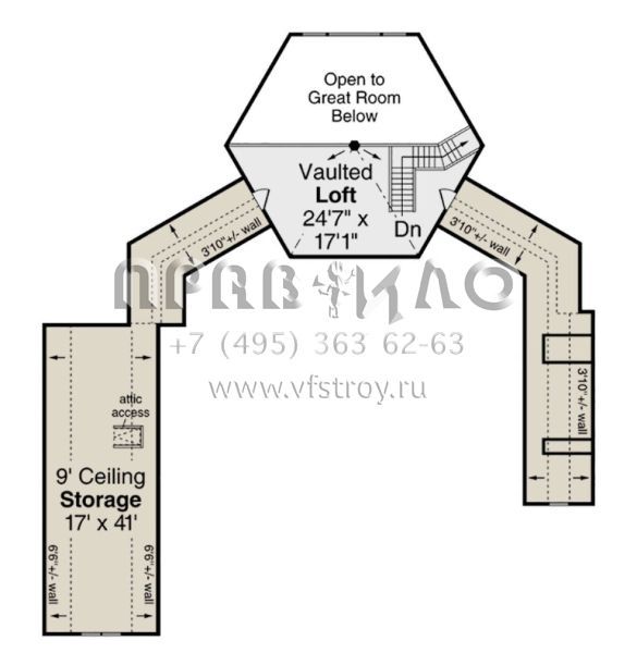 Проект двухэтажного дома с гаражом на три и более машин в стиле Ранчо S5-320 (035-00974)