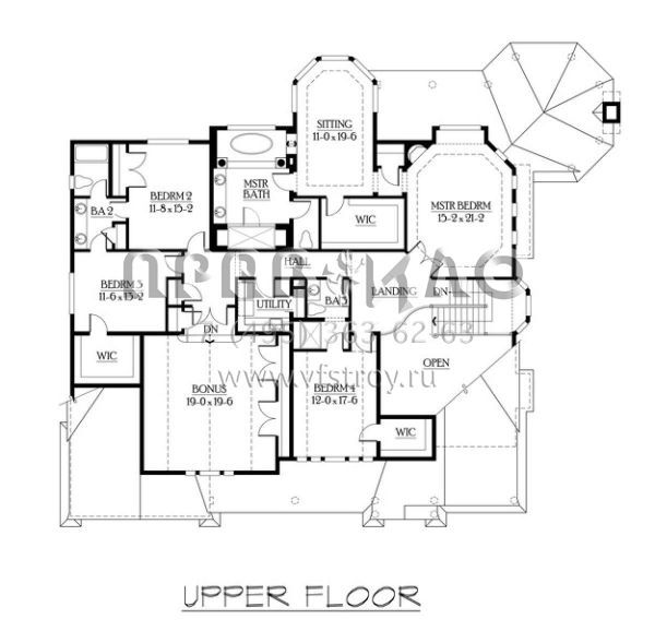Проект двухэтажного дома с гаражом на три и более машин в стиле Ранчо S5-609 (341-00265)