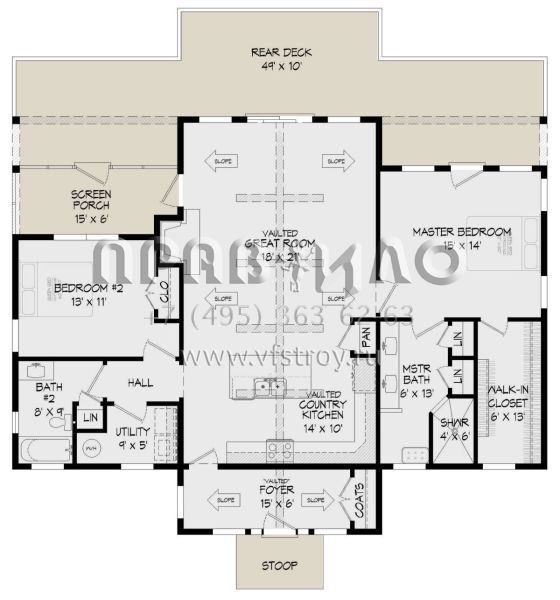 Проект одноэтажного дома без гаража в современном стиле S5-138 (940-00660)
