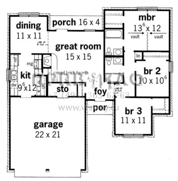 Проект одноэтажного дома с гаражом на две машины в английском стиле S5-112 (9035-00026)