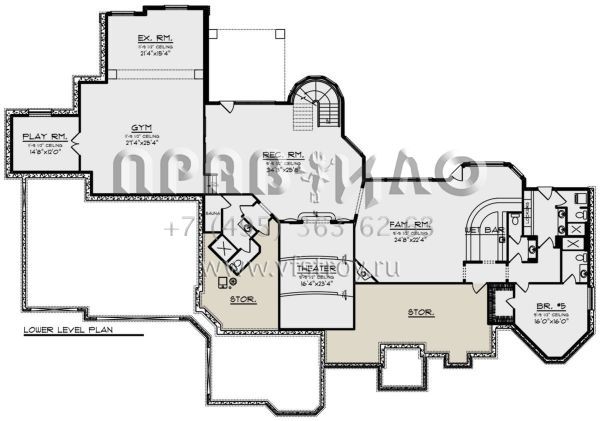 Проект одноэтажного дома с гаражом на три и более машин в английском стиле S5-864 (1020-00359)