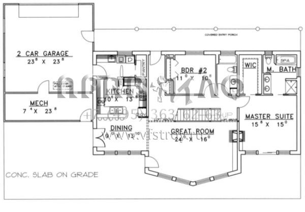 Проект двухэтажного дома с гаражом на две машины в стиле Ранчо S5-193 (039-00152)
