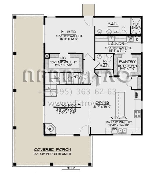 Проект двухэтажного дома с гаражом на две машины в стиле Ранчо S5-215 (5032-00215)