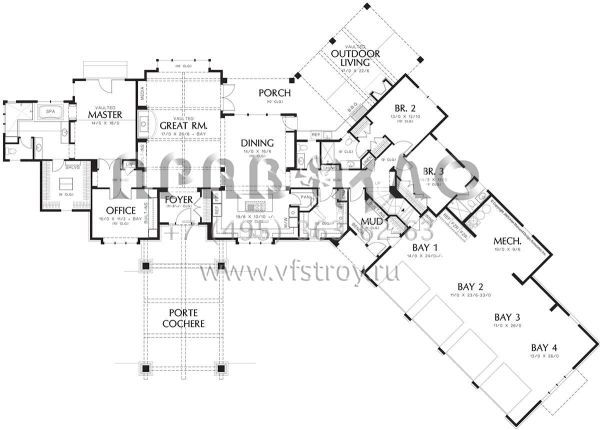 Проект двухэтажного дома с гаражом на три и более машин в американском стиле S5-403 (2559-00020)