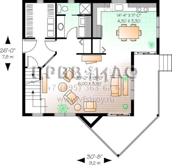 Проект двухэтажного дома без гаража в стиле Ранчо S5-119 (034-00061)