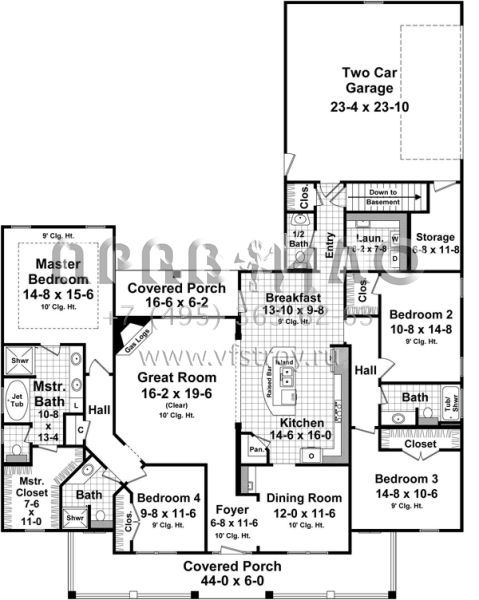 Проект одноэтажного дома с гаражом на две машины в стиле Ранчо S5-226 (348-00220)