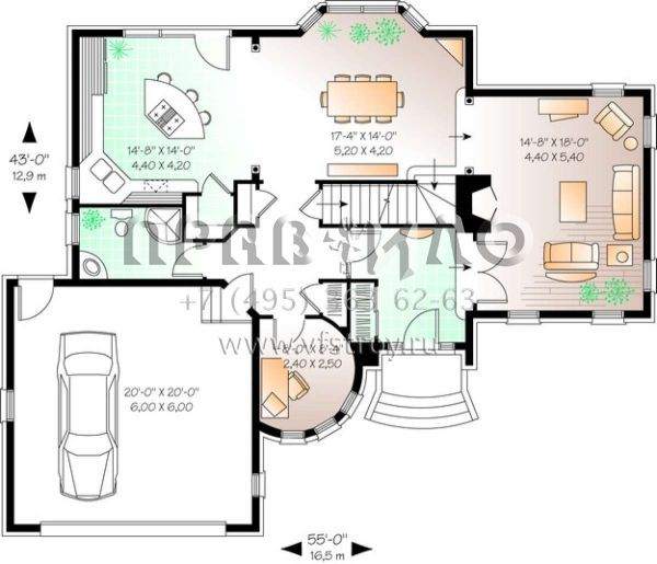 Проект двухэтажного дома с гаражом на две машины в английском стиле S5-215 (034-00721)
