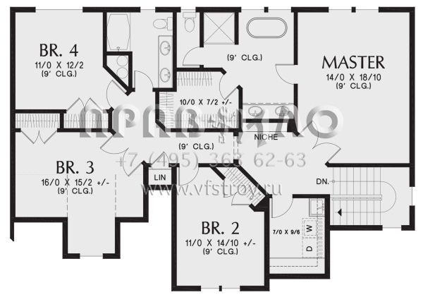 Проект двухэтажного дома с гаражом на две машины в стиле Ранчо S5-236 (2559-00860)