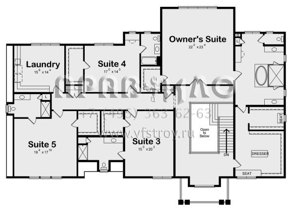 Проект двухэтажного дома с гаражом на три и более машин в стиле Ранчо S5-620 (402-01586)