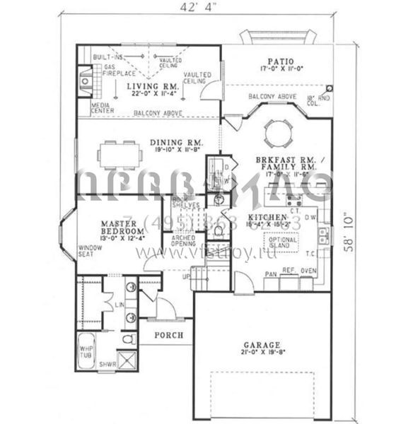 Проект двухэтажного дома с гаражом на две машины в стиле Ранчо S5-212 (110-00031)