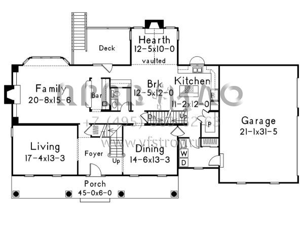 Проект двухэтажного дома с гаражом на три и более машин в стиле Особняк S5-299 (5633-00339)