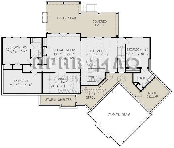 Проект одноэтажного дома с гаражом на две машины в английском стиле S5-462 (699-00249)