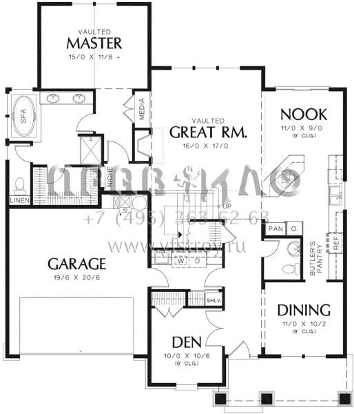 Проект двухэтажного дома с гаражом на две машины в современном стиле S5-213 (2559-00371)