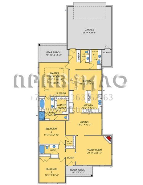 Проект одноэтажного дома с гаражом на две машины в стиле Ранчо S5-224 (9279-00026)