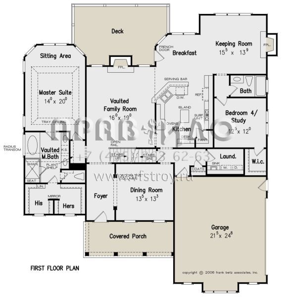 Проект двухэтажного дома с гаражом на две машины в стиле Ранчо S5-269 (8594-00126)
