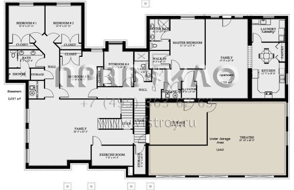 Проект одноэтажного дома с гаражом на три и более машин в американском стиле S5-666 (2802-00071)