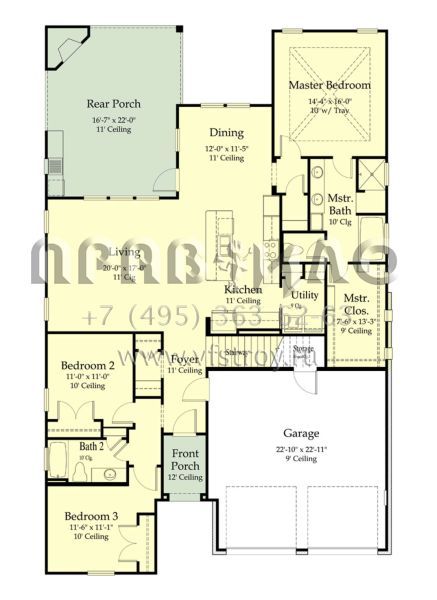 Проект двухэтажного дома с гаражом на две машины в стиле Ранчо S5-202 (7516-00046)