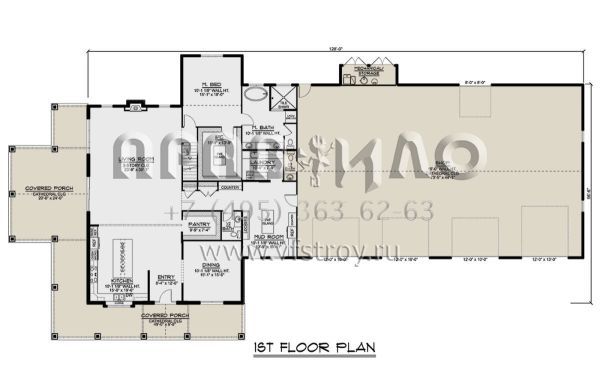 Проект двухэтажного дома с гаражом на три и более машин в стиле БарнХаус S5-383 (5032-00232)