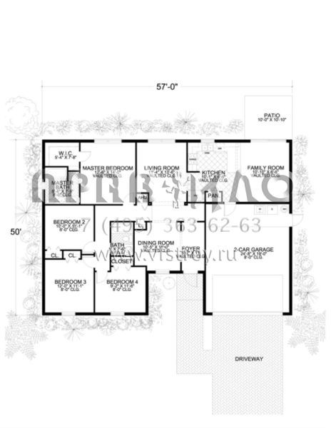 Проект одноэтажного дома с гаражом на две машины в прибрежном стиле S5-154 (168-00011)