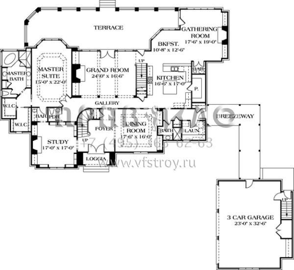 Проект двухэтажного дома с гаражом на три и более машин в английском стиле S5-468 (3323-00491)
