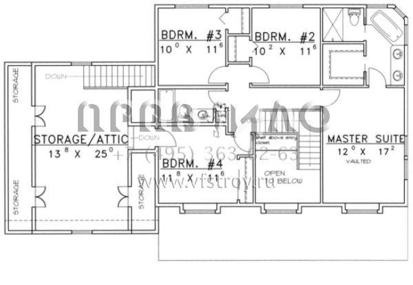 Проект двухэтажного дома с гаражом на две машины в стиле Ранчо S5-191 (039-00310)