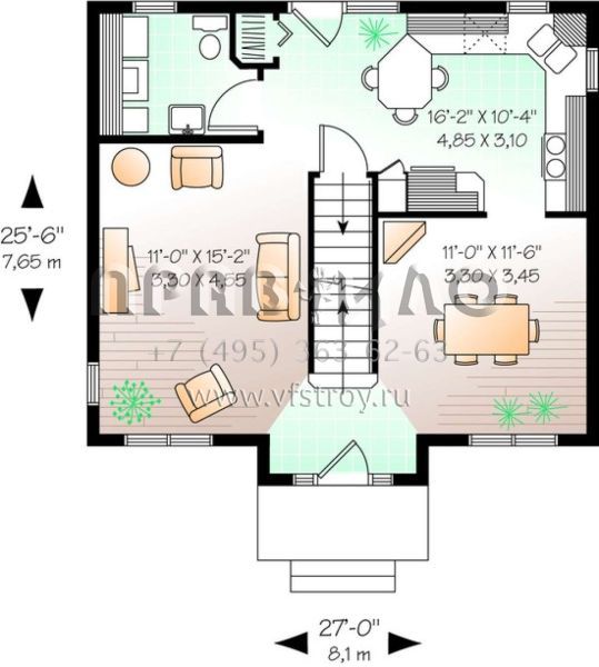 Проект двухэтажного дома без гаража в стиле Ранчо S5-120 (034-00930)