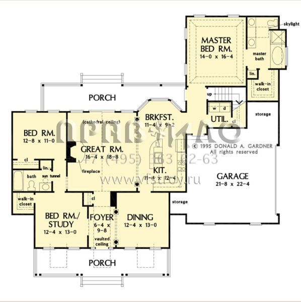 Проект одноэтажного дома с гаражом на две машины в стиле Ранчо S5-170 (2865-00280)
