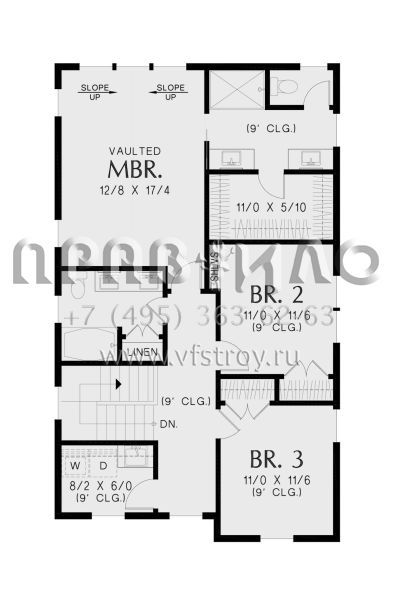 Проект двухэтажного дома с гаражом на одну машину в современном стиле S5-180 (2559-00994)