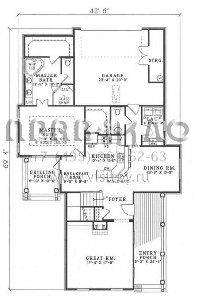 Проект одноэтажного дома с гаражом на две машины в стиле Ранчо S5-220 (110-00454)