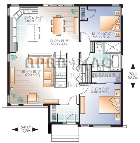 Проект одноэтажного дома без гаража в современном стиле S5-107 (034-01167)