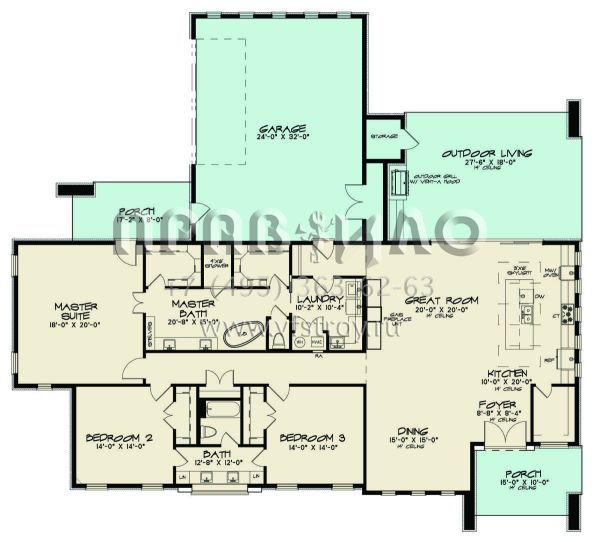 Проект одноэтажного дома с гаражом на две машины в современном стиле S5-246 (8318-00022)
