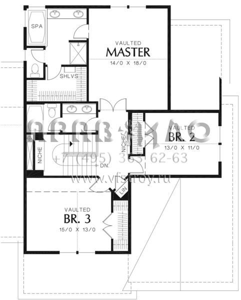 Проект двухэтажного дома с гаражом на три и более машин в американском стиле S5-237 (2559-00342)