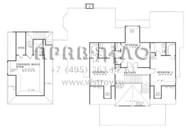 Проект двухэтажного дома с гаражом на три и более машин в стиле Ранчо S5-347 (110-00051)