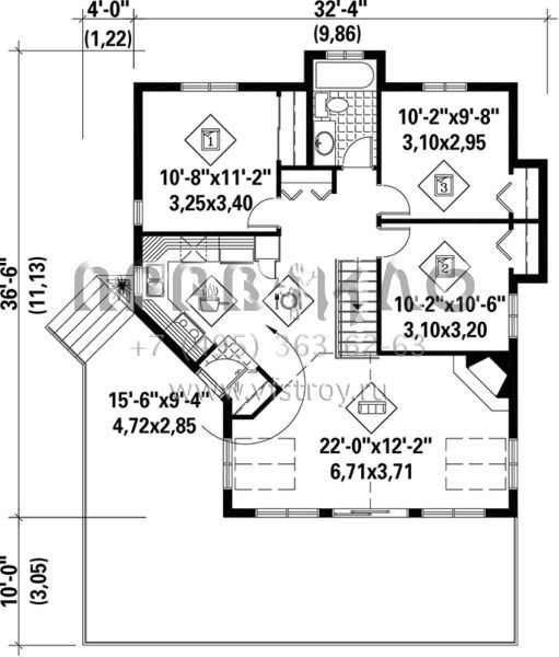 Проект одноэтажного дома без гаража в стиле Ранчо S5-90 (6146-00141)