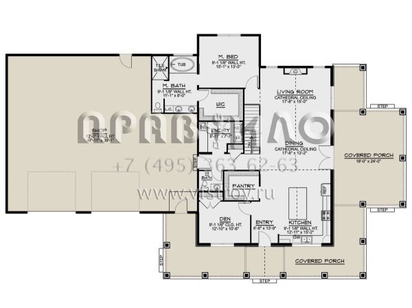 Проект одноэтажного дома с гаражом на две машины в стиле БарнХаус S5-169 (5032-00182)
