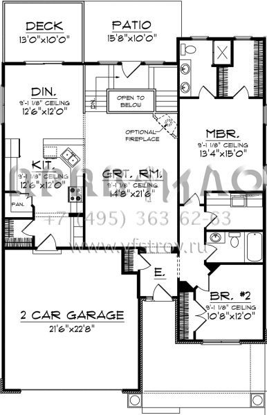 Проект одноэтажного дома с гаражом на две машины в американском стиле S5-147 (1020-00285)