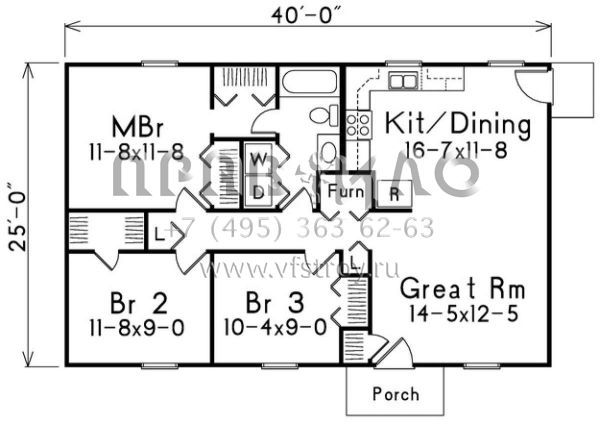Проект одноэтажного дома без гаража в стиле Ранчо S5-93 (5633-00010)