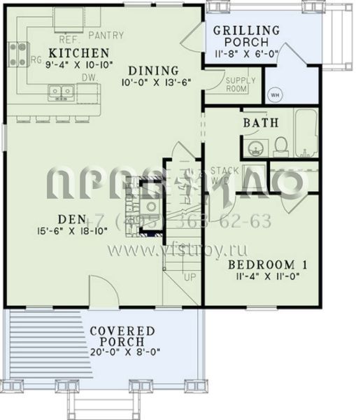 Проект двухэтажного дома без гаража в американском стиле S5-128 (110-00963)