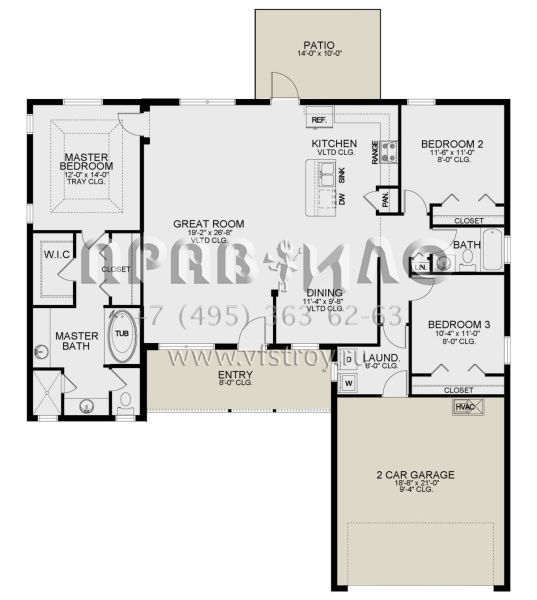 Проект одноэтажного дома с гаражом на две машины в стиле Ранчо S5-161 (3978-00193)