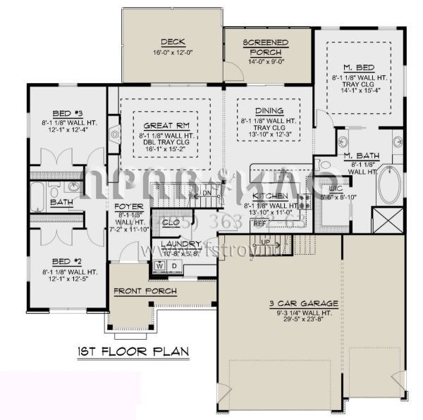 Проект одноэтажного дома с гаражом на три и более машин в американском стиле S5-171 (5032-00115)