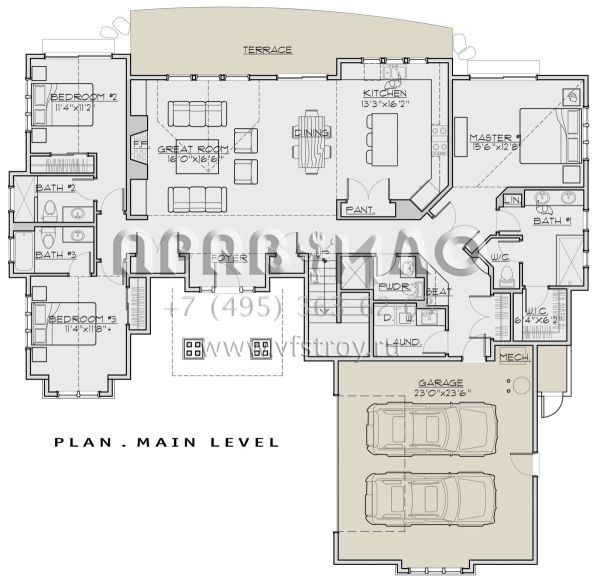 Проект двухэтажного дома с гаражом на две машины в американском стиле S5-249 (5829-00028)