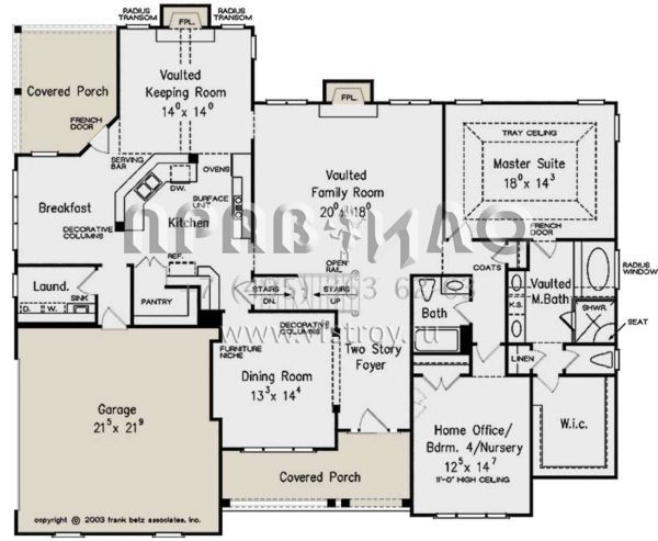 Проект двухэтажного дома с гаражом на две машины в стиле Ранчо S5-275 (8594-00398)