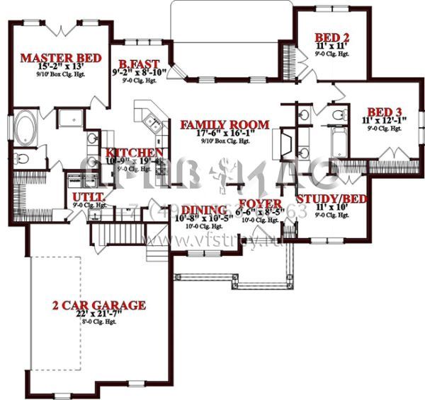 Проект одноэтажного дома с гаражом на две машины в стиле Ранчо S5-183 (1070-00021)