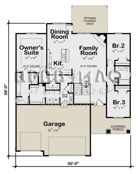 Проект одноэтажного дома с гаражом на три и более машин в американском стиле S5-156 (402-01704)